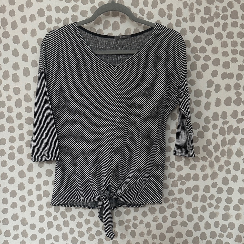 Black and White Striped Long Sleeve Top